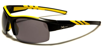 X-Loop Semi-Rimless Mirrored Sports Wrap Around sunglasses for Men Black & Yellow Smoke Lens x-loop xl3608e