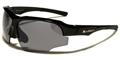 X-Loop Semi-Rimless Unisex Sports Wrap Around sunglasses Gloss Black Smoke Lens x-loop xl3610a