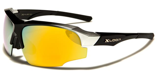 X-Loop Semi-Rimless Unisex Sports Wrap Around sunglasses Black Silver Orange Mirror Lens x-loop xl3610e