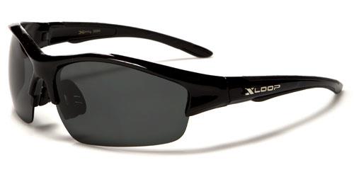 Sports Semi-Rimless Polarized Wrap Sunglasses Unisex Black x-loop xl481pza