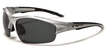 Sports Semi-Rimless Polarized Wrap Sunglasses Unisex Silver x-loop xl481pzb