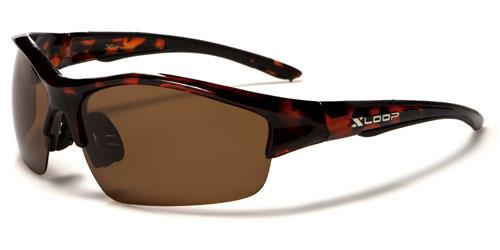 Sports Semi-Rimless Polarized Wrap Sunglasses Unisex Brown x-loop xl481pzc