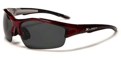 Sports Semi-Rimless Polarized Wrap Sunglasses Unisex Red x-loop xl481pzd