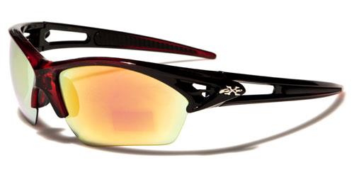 Golf Sports Semi-Rimless Sunglasses Black & Red Orange Mirror Lens x-loop xl532mixc