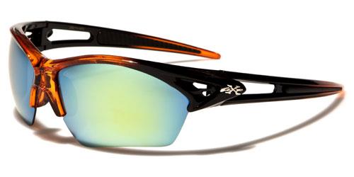 Golf Sports Semi-Rimless Sunglasses Black & Orange Light Green Mirror Lens x-loop xl532mixd