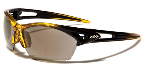 Golf Sports Semi-Rimless Sunglasses Black & Yellow Smoke Yellow Mirror Lens x-loop xl532mixe