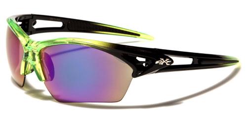 Golf Sports Semi-Rimless Sunglasses x-loop xl532mixf Black & Green Blue & Purple Mirror Lens