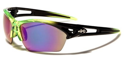 Golf Sports Semi-Rimless Sunglasses Black & Green Blue & Purple Mirror Lens x-loop xl532mixf