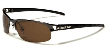 Xloop Polarized Sport Sunglasses Semi Rimless Golf Fishing GUNMETAL BLACK BROWN LENSES x-loop xl564pzf