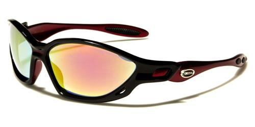 X-Loop Mirrored Sports Wrap sunglasses BLACK & RED MIRROR LENSES X-LOOP xl585mixc