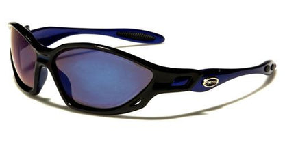 X-Loop Mirrored Sports Wrap sunglasses BLACK & BLUE MIRROR LENSES X-LOOP xl585mixf