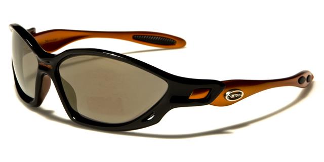 X-Loop Mirrored Sports Wrap sunglasses X-LOOP xl585mixg BLACK & ORANGE MIRROR LENSES