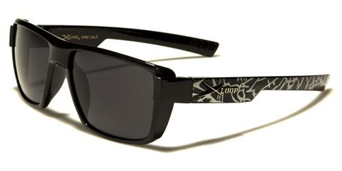 Sports Square Retro Mirrored Sunglasses BLACK SILVER SPLATTER SMOKE LENS x-loop xl601mixa