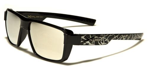 Sports Square Retro Mirrored Sunglasses BLACK SILVER SPLATTER SILVER MIRROR LENS x-loop xl601mixb