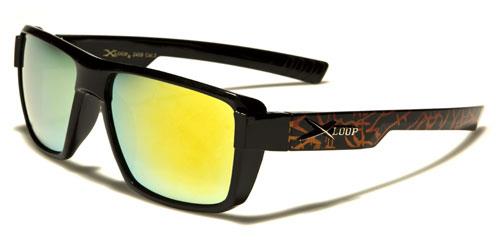 Sports Square Retro Mirrored Sunglasses BLACK ORANGE SPLATTER YELLOW LENS x-loop xl601mixd