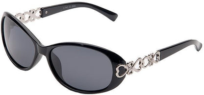 Women's Polarised Diamante Wrap Around Butterfly Large Sunglasses UV400 Black/Silver/Smoke Lens Eyelevel zoe-black